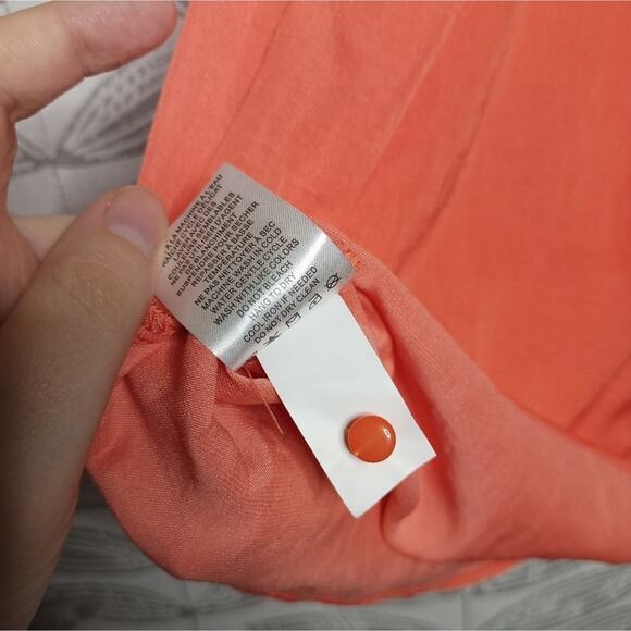 Joie Blouse High Neck Collared Flowy Orange - Picture 5 of 7